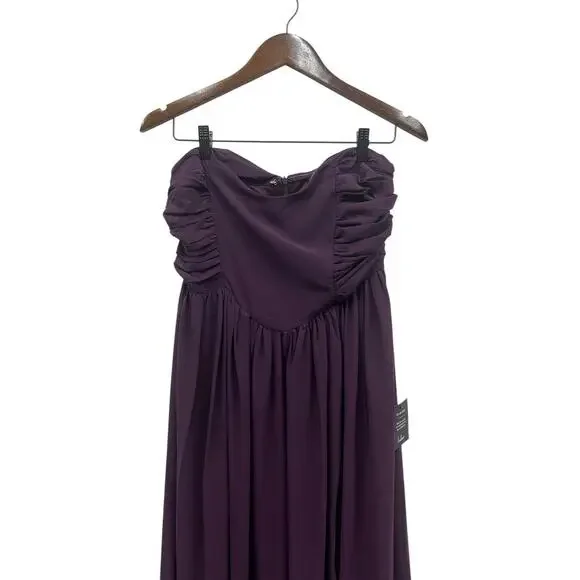 Lulus Luxe Favorite Dark Purple Strapless Ruched Maxi Dress size Large NWT - Picture 4 of 7
